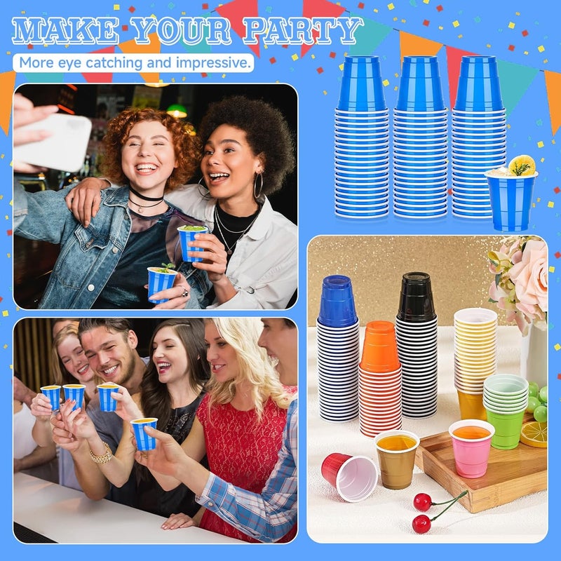 Pineburg 100 Pack 2oz Plastic Shot Cups, Blue Plastic Shot Glasses, Mini Disposable Cups for Parties Valentine's Day Weddings Birthday Party Games & Events Supplies(Blue) - Image 5
